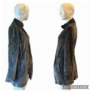 Free People Dark Gray Velvet Jacket with Emnellished Sleeves Size XS